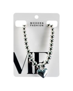 Collar metálico corazón plateado