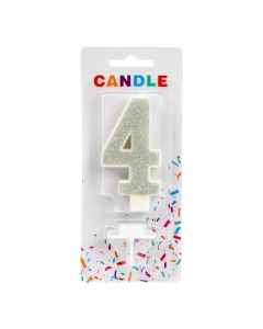 Candela escarchada 4 blanco plateado