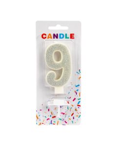 Candela escarchada 9 blanco plateado