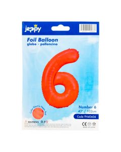 Globo metálico número 6 coral