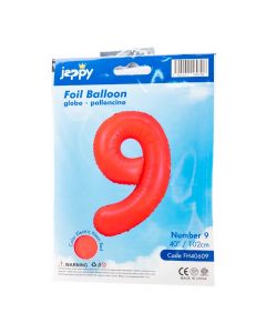 Globo número 9 coral neón