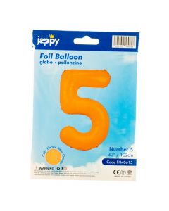 Globo número 5 naranja neón