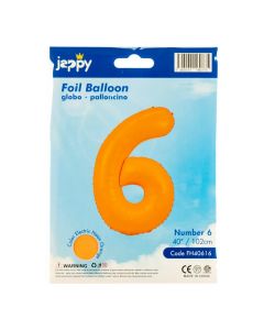Globo número 6 naranja neón