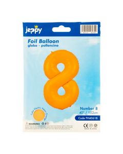 Globo número 8 naranja neón