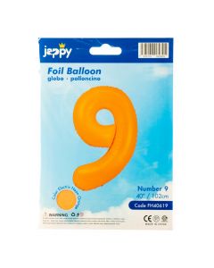 Globo número 9 naranja neón