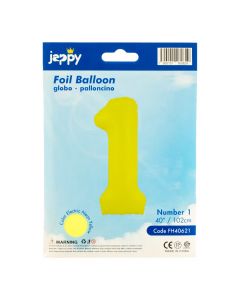 Globo número 1 amarillo neón