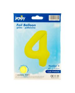 Globo metálico número 4 amarillo