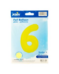 Globo metálico número 6 amarillo