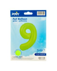 Globo número 9 verde neón