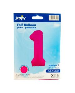 Globo rosado neón número 1