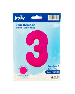 Globo número 3 rosado neón