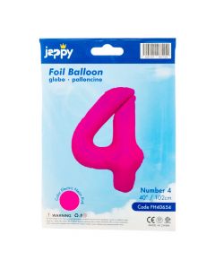 Globo metálico número 4 rosado