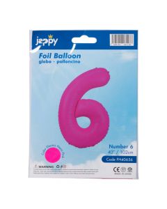 Globo metálico número 6 rosado