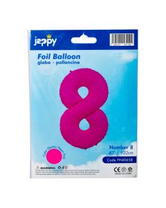 Globo metálico número 8 rosado