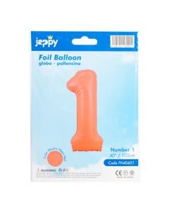 Globo número 1 coral neón