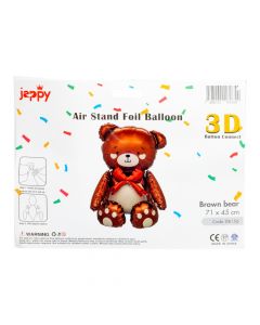 Globo oso con lazo marrón y rojo