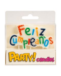 Vela cumpleaños blanco multicolor