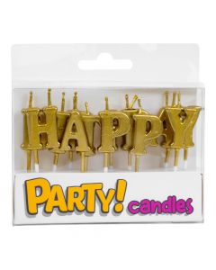 Velas Happy Birthday doradas
