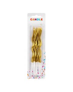 Candela ondulada dorado 12 unidades
