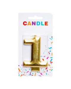 Candela decorativa número 1 dorada