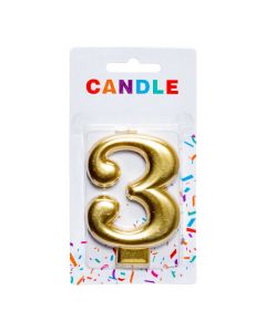 Candela número 3 dorada