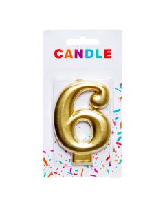 Candela número 6 dorada