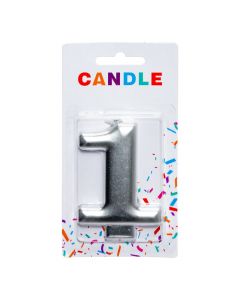 Candela número 1 plateada