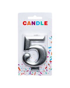 Candela número 5 plateado