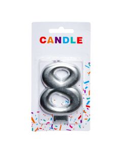 Candela número 8 plateada