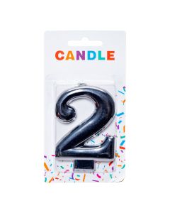 Candela decorativa número 2 negra