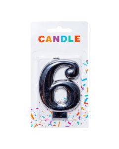 Vela decorativa número 6 negro