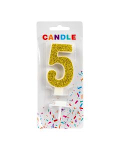 Candela escarchada blanco dorado