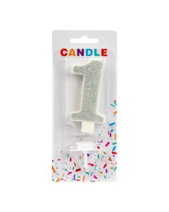 Candela escarchada blanco plateado