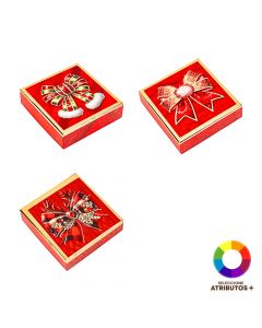 Caja estampado lazo navideño