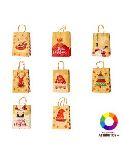 Bolsa kraft navideña con asa