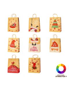 Bolsa kraft estampado navideño