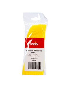 Tenedor plástico amarillo