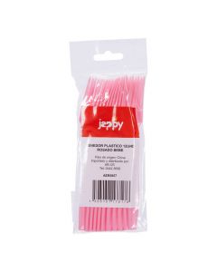 Tenedor plástico rosado bebé