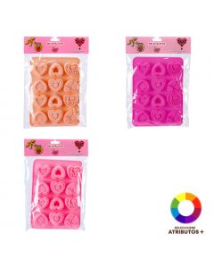 Molde silicón corazones 12 compartimientos
