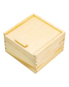 Caja madera cuadrada beige