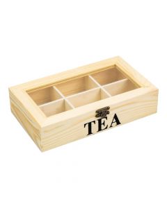 Caja madera vidrio para té