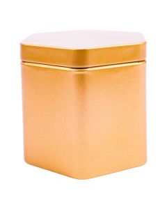 Caja metálica hexagonal dorada