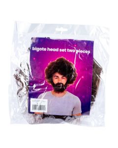 Peluca y bigote marrón