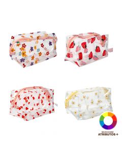 Cosmetiquera estampada con zipper
