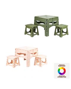 Mesa silla plegable 3pzas surtido