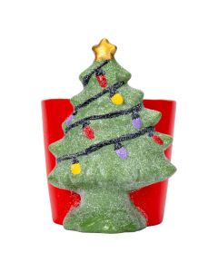 Maceta árbol navideño escarchado