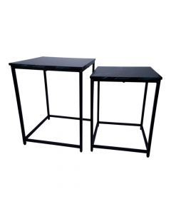 Mesa metálica cuadrada con diseño 2pzas negro
