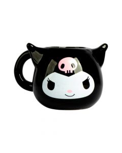 Jarra cerámica Kuromi con relieve 430ml negro