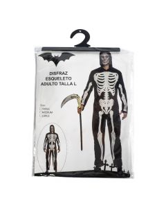 Disfraz esqueleto adulto negro/blanco