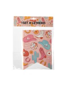 Letrero cartón estampado vaquero